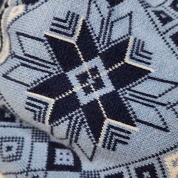 Double Lined Fleece Blue Beanie with Blue and White Tassels - Picture 4 of 5